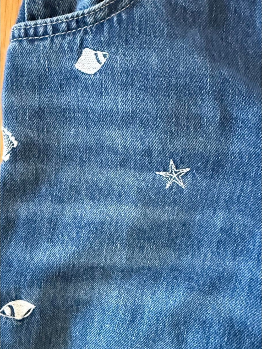 Free People Westward Under The Sea Embroidered Jeans 26 Rare Wide Leg - Picture 4 of 5